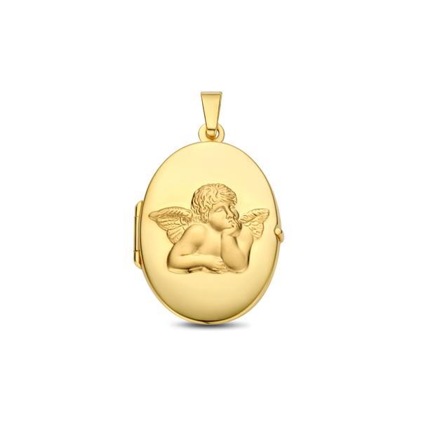 Goldenes Medaillon oval mit Schutzengel