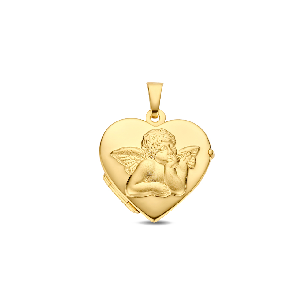 Goldenes Herzmedaillon mit einem Schutzengel