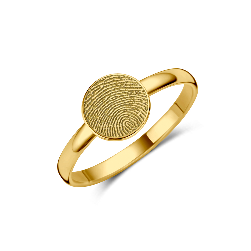 Goldener runder Siegelring mit Fingerabdruck