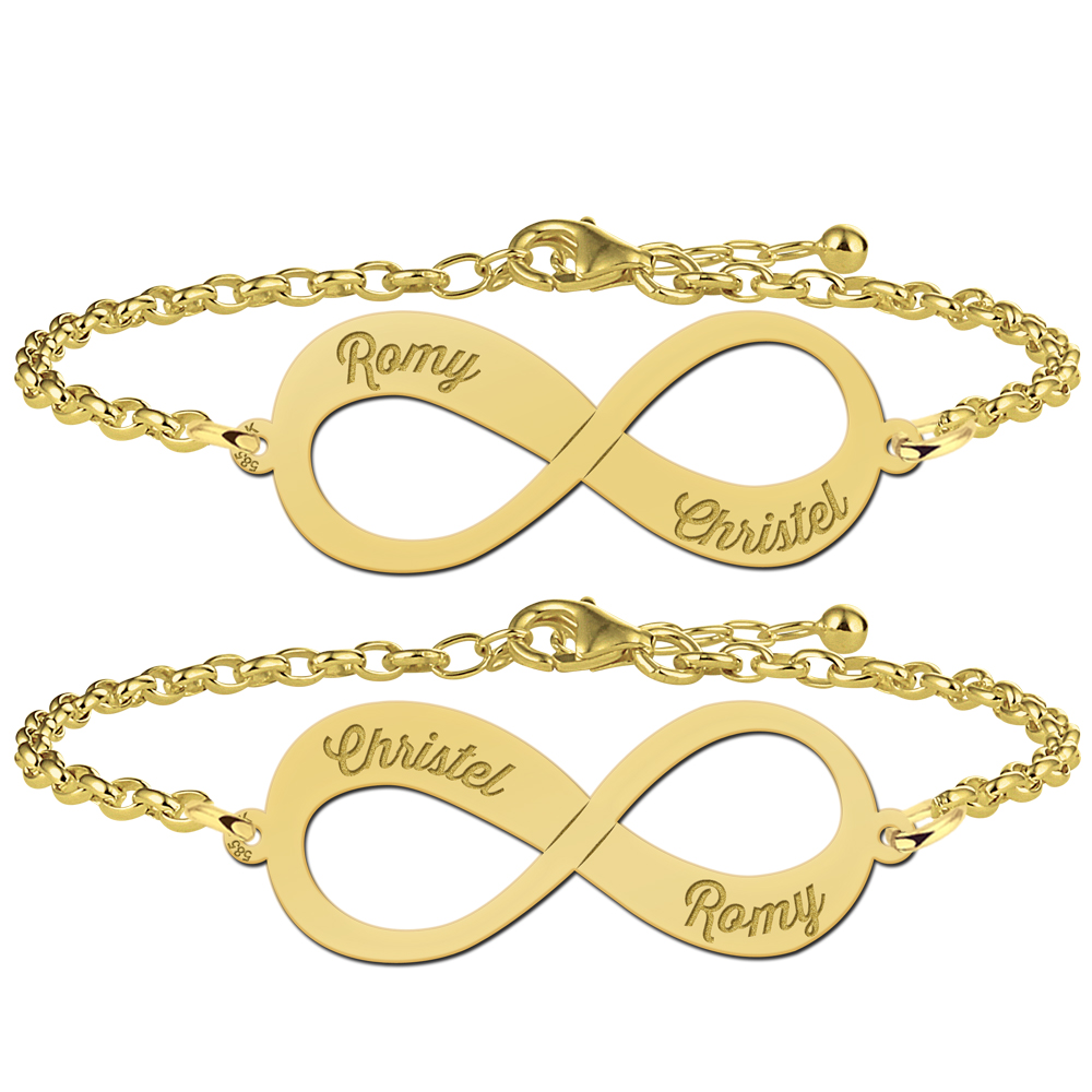 Goldenes Infinity Armband Set mit zwei Namen