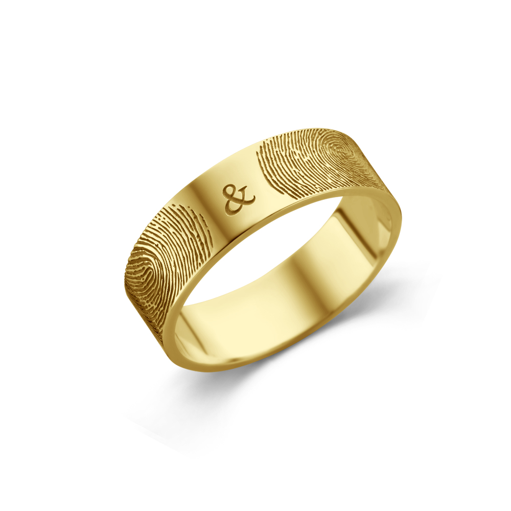 Ring mit zwei Fingerabdrücken Gold - 6 mm flach