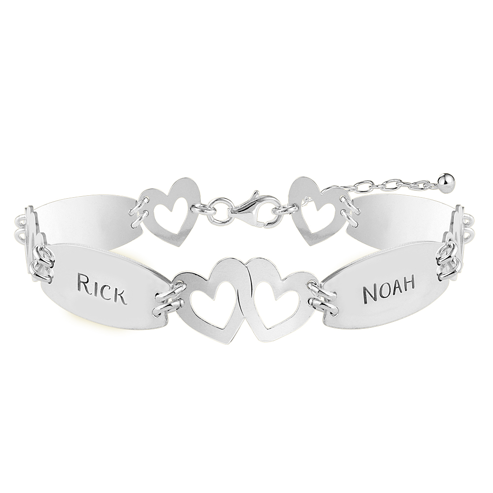 Armband mit Namen und Herzen aus Silber