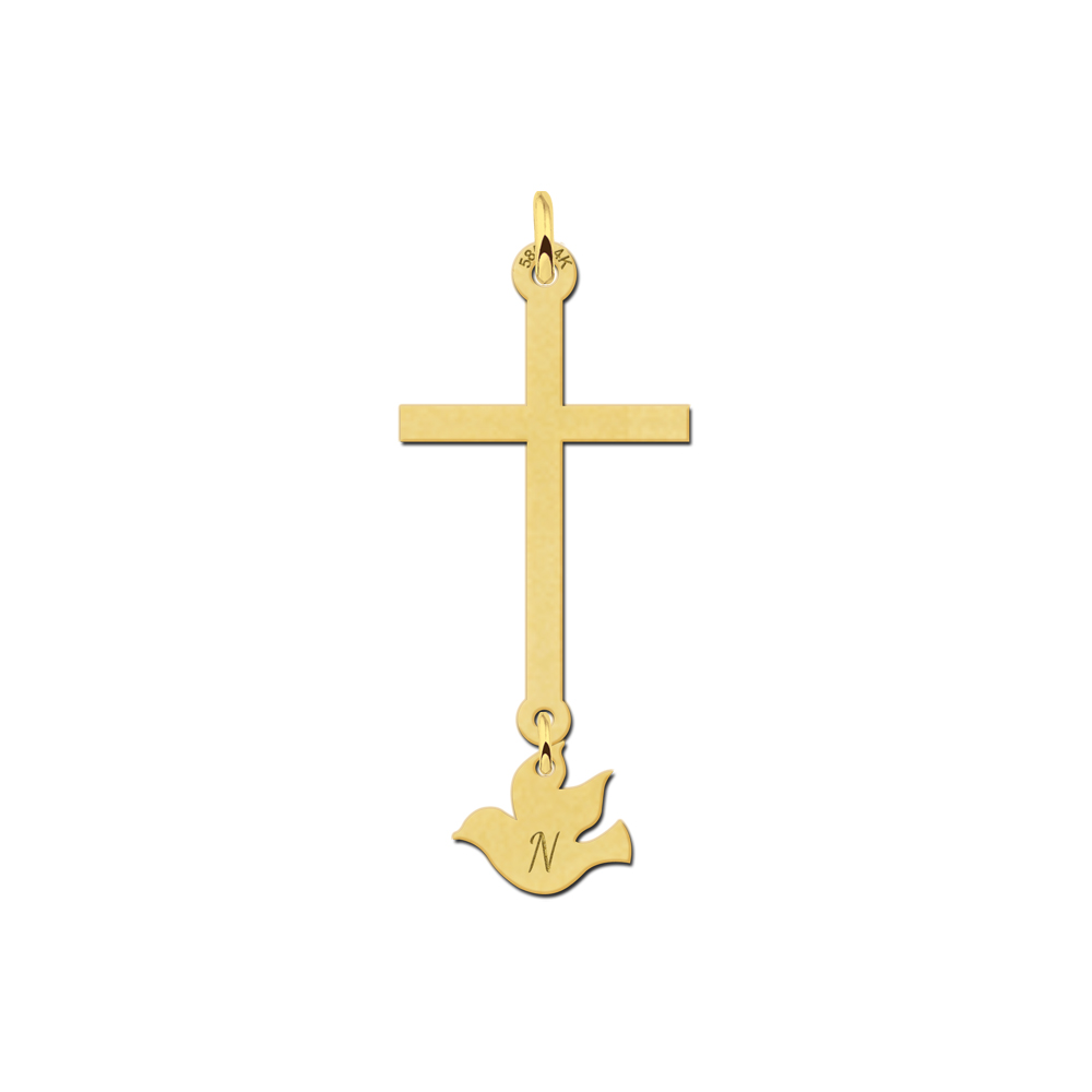 Goldenes Kommunion Kreuz mit Taube