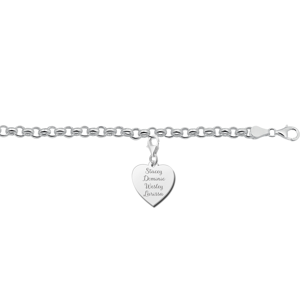 Sterling Silber Herz Charm mit vier Namen