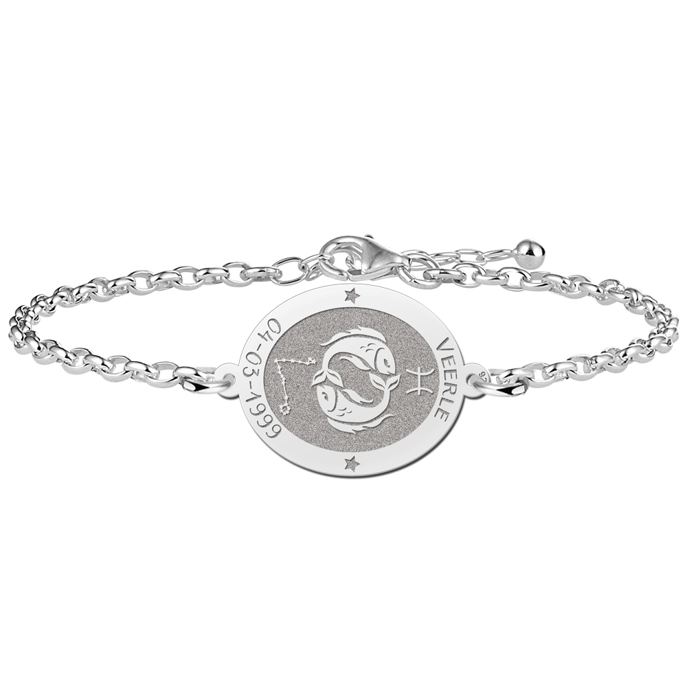 Silbernes Sternzeichen Armband oval Fische