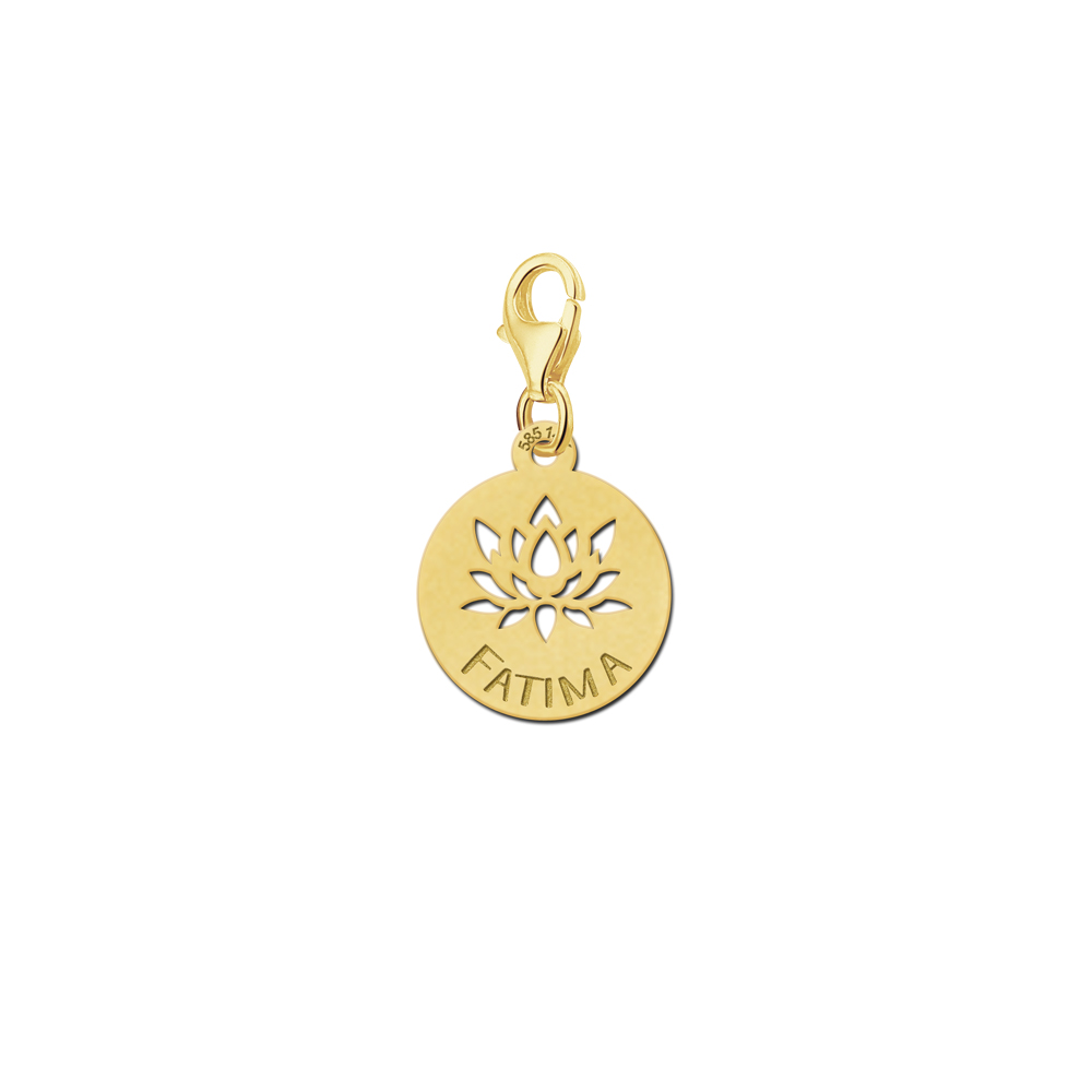 Goldener Charm mit Lotus Blume und Namen