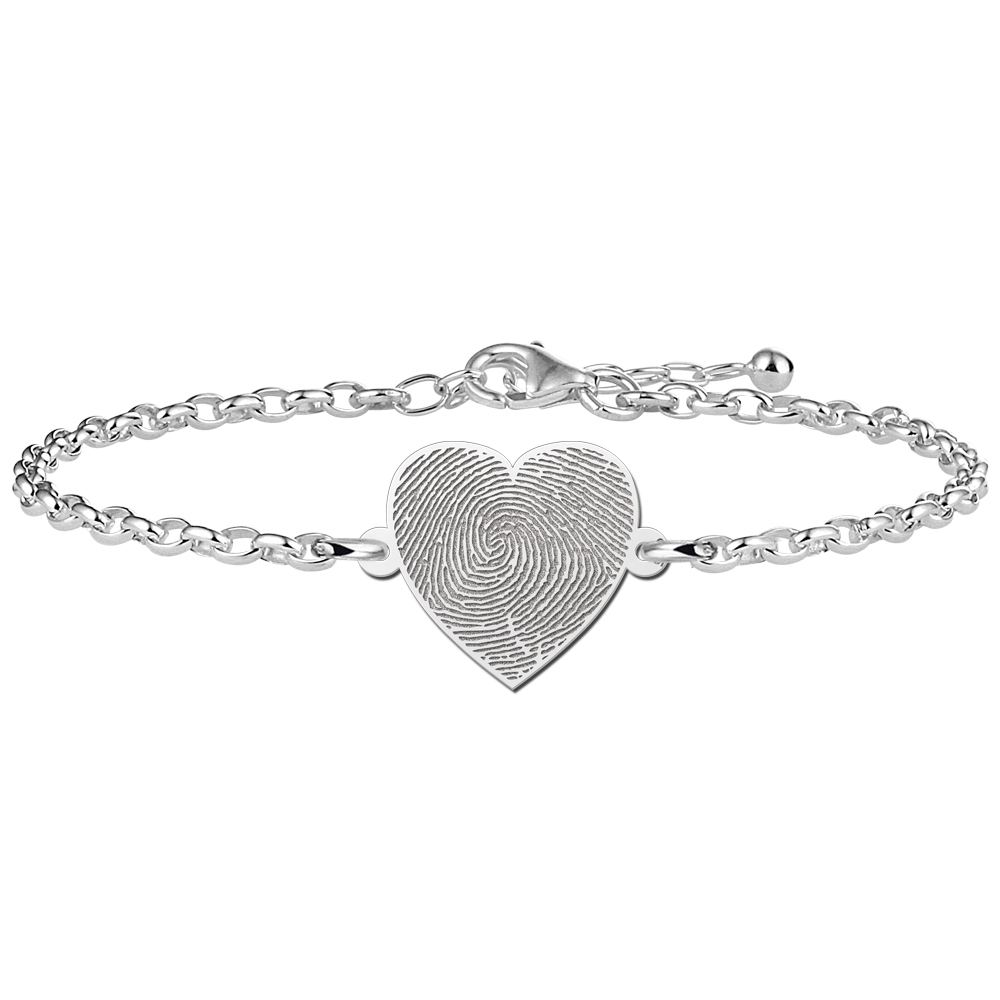 Silberarmband mit Herz und Fingerabdruck