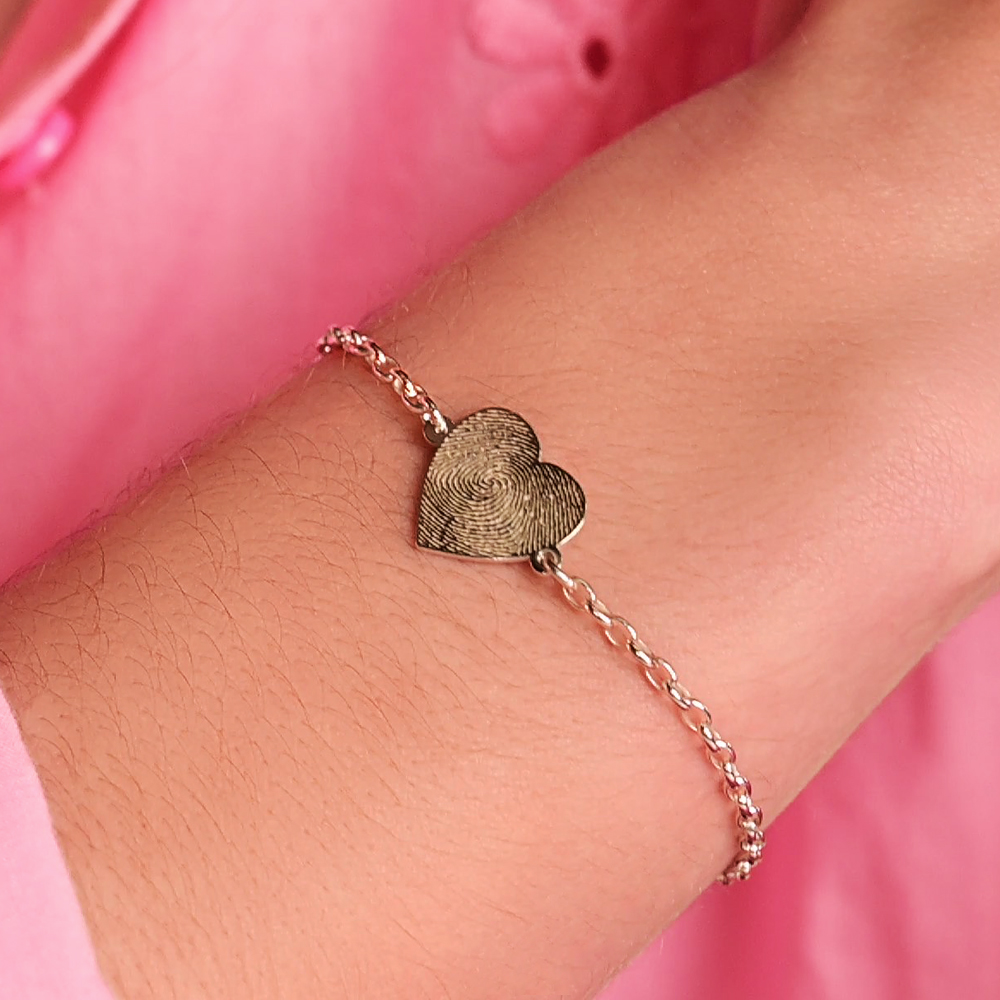Silberarmband mit Herz und Fingerabdruck