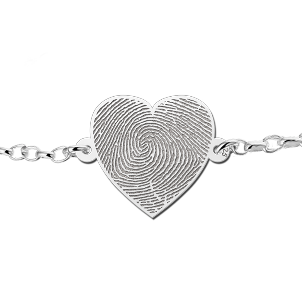 Silberarmband mit Herz und Fingerabdruck