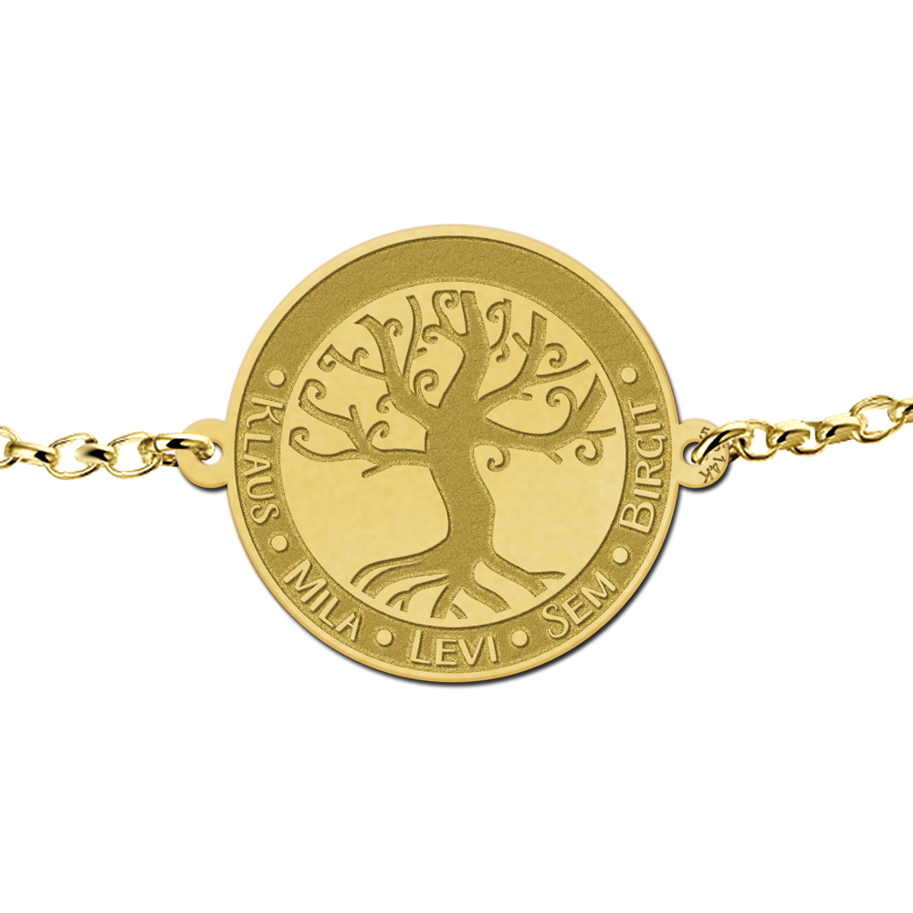 Goldenes Lebensbaum Armband mit Gravur