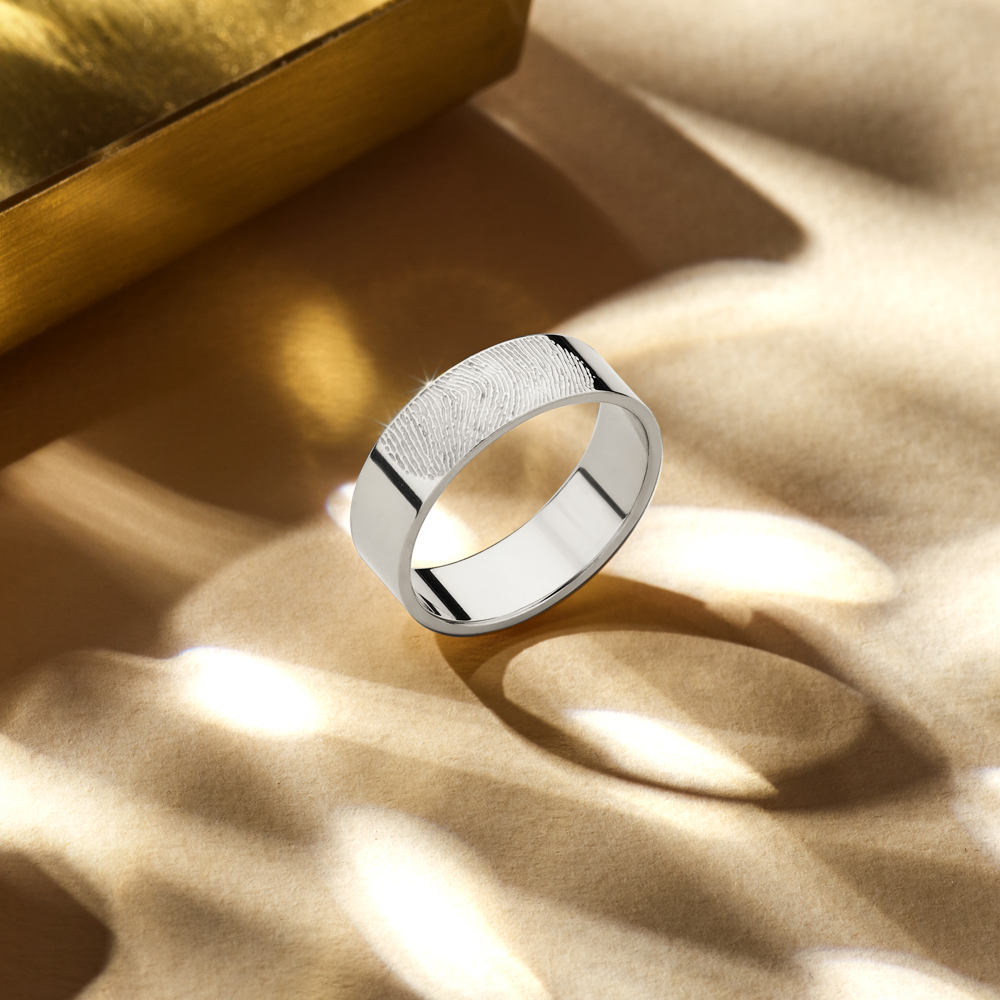 Ring mit Fingerabdruck Silber - 6 mm flach