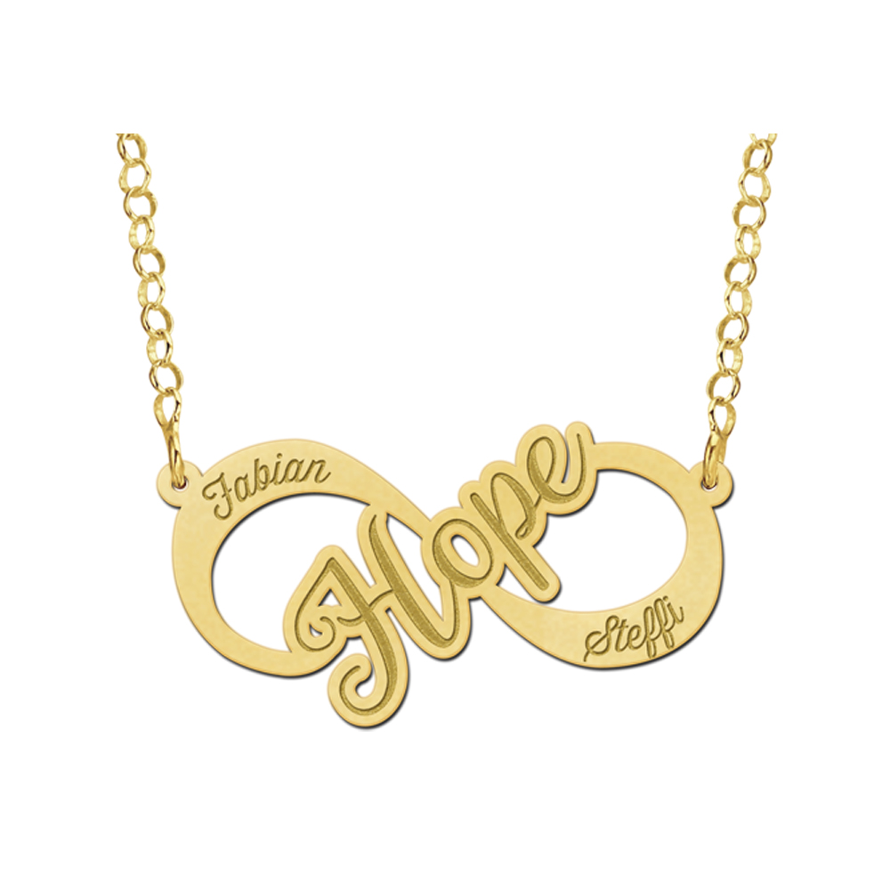 Goldene Infinity-Kette mit Hope-Design und Namen