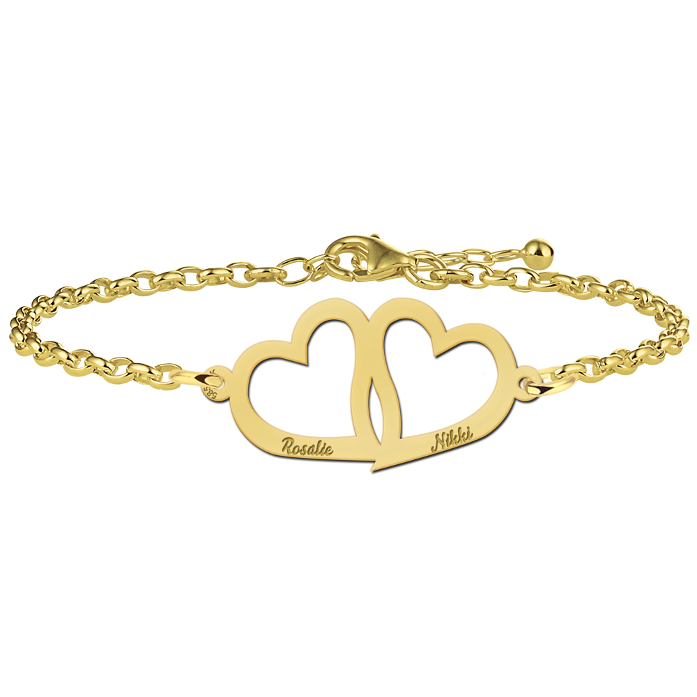 Goldenes Mutter-Tochter-Armband mit Herzen