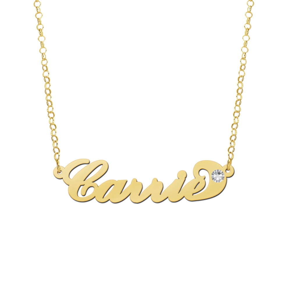 Vergoldete Namens kette Carrie style mit zirconia