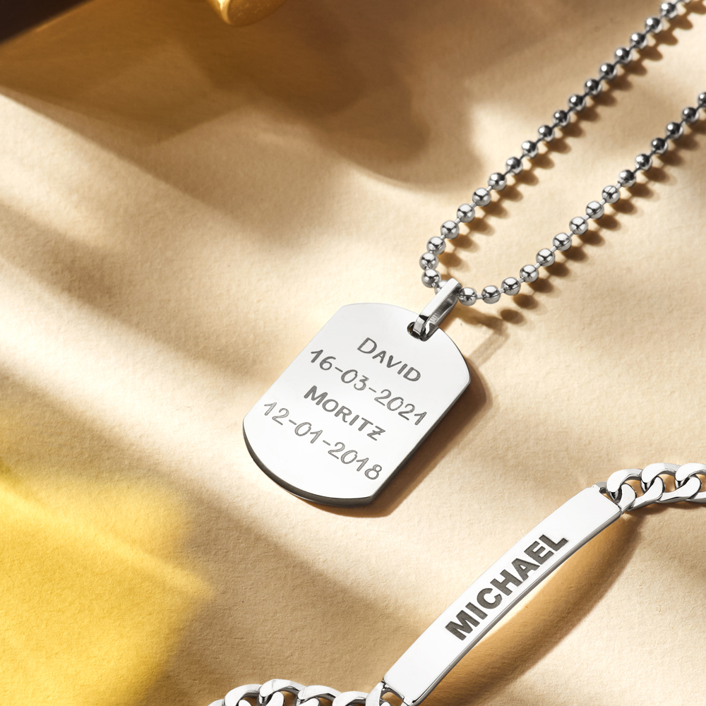 Dogtag Anhänger mit Namen aus Edelstahl