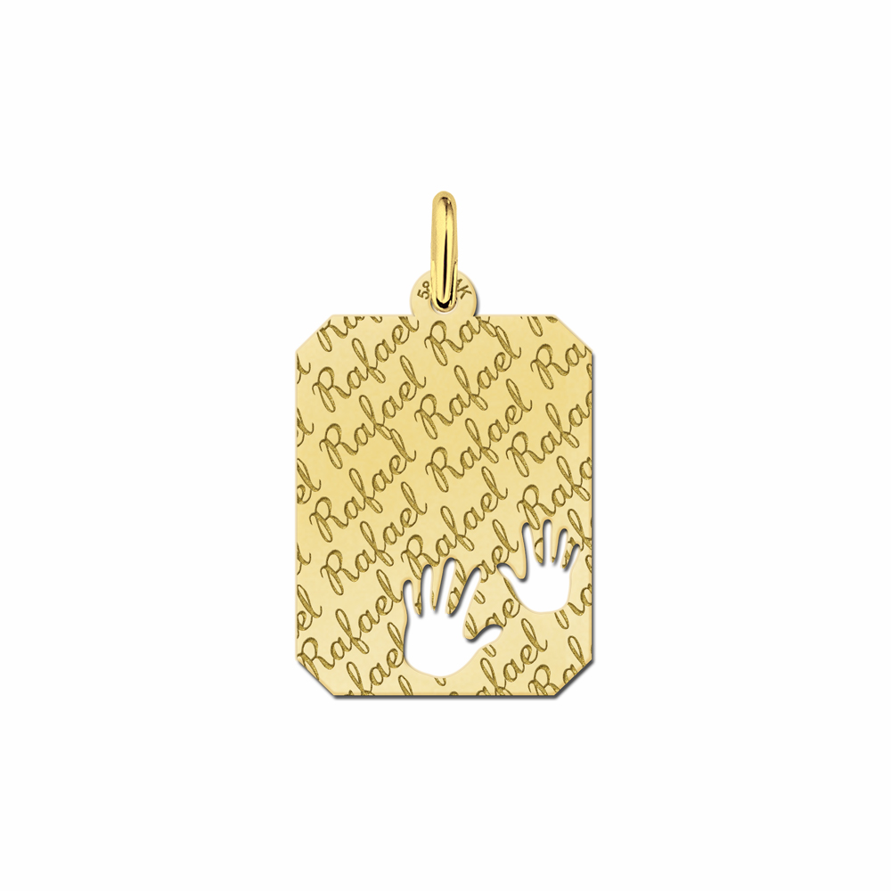 Gold Anhänger mit Händchen - gravieren 16x20mm