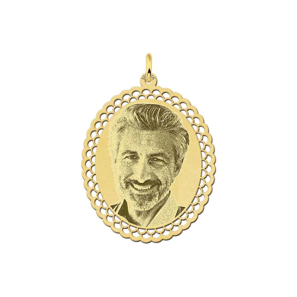 Kette mit foto oval gold