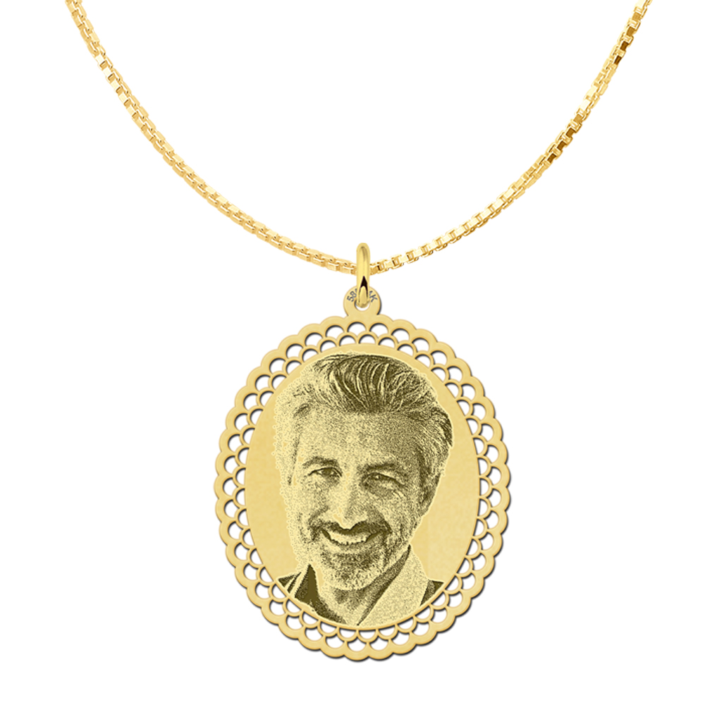 Kette mit foto oval gold