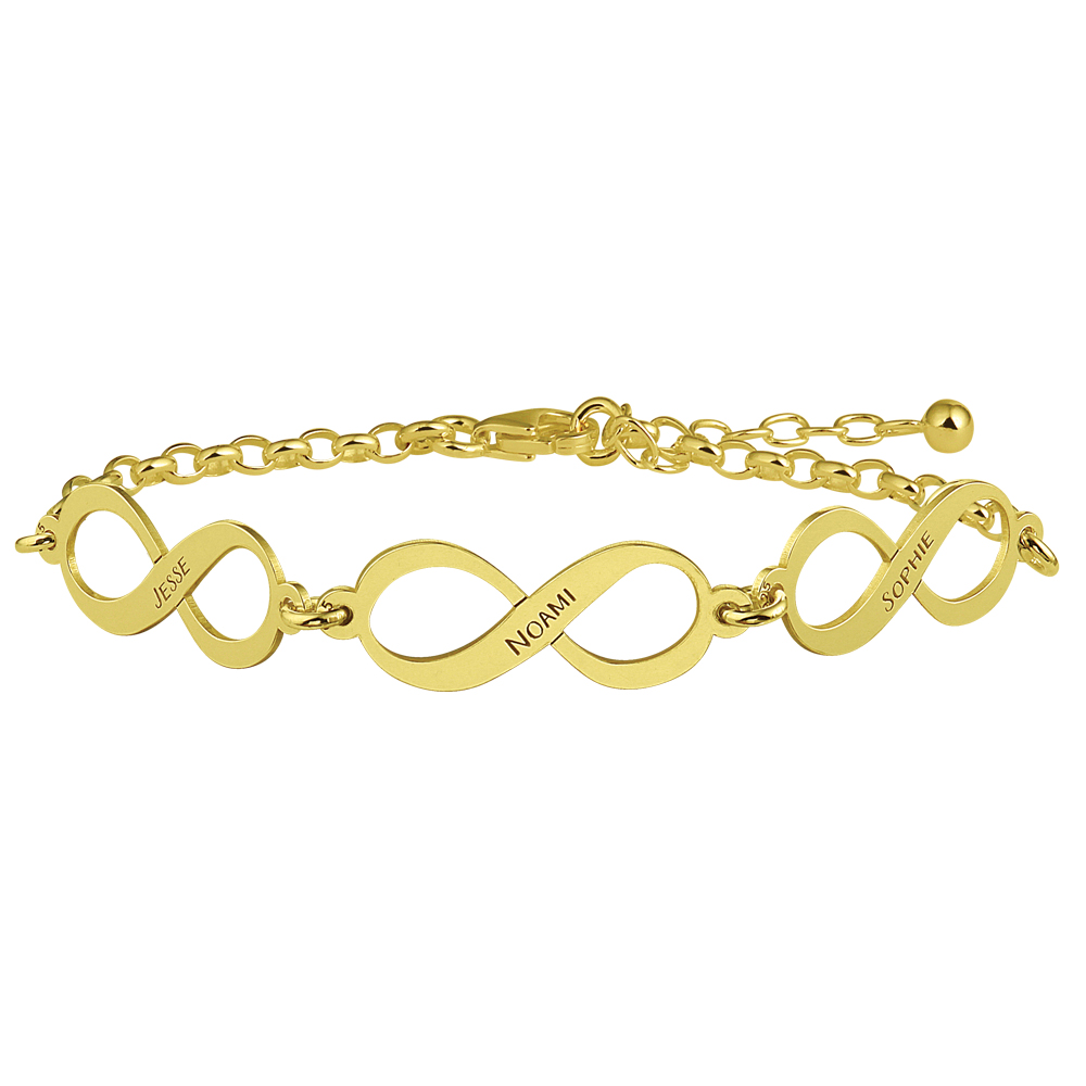 Goldenes Infinity Armband mit 3 Namen