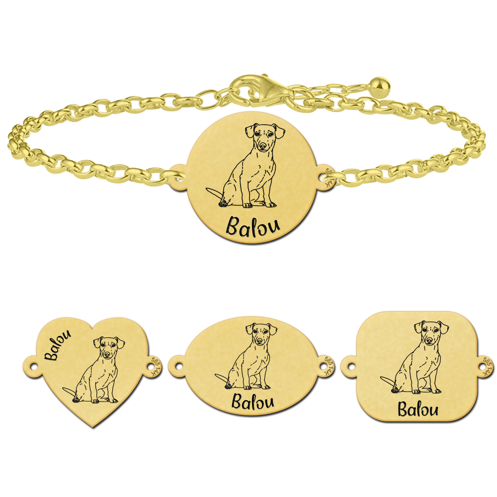 Personalisiertes Goldene Hunde Namensarmband Jack Russel