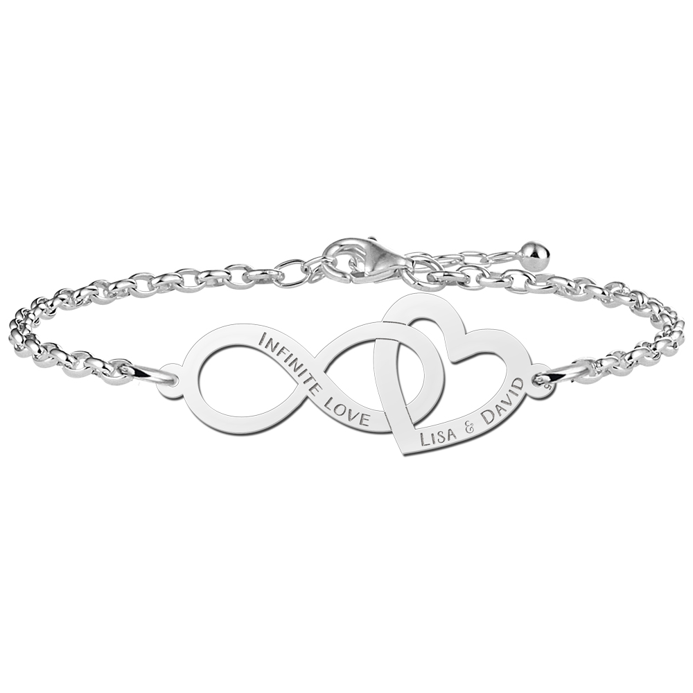 Armband mit Infinity und Herz aus Silber