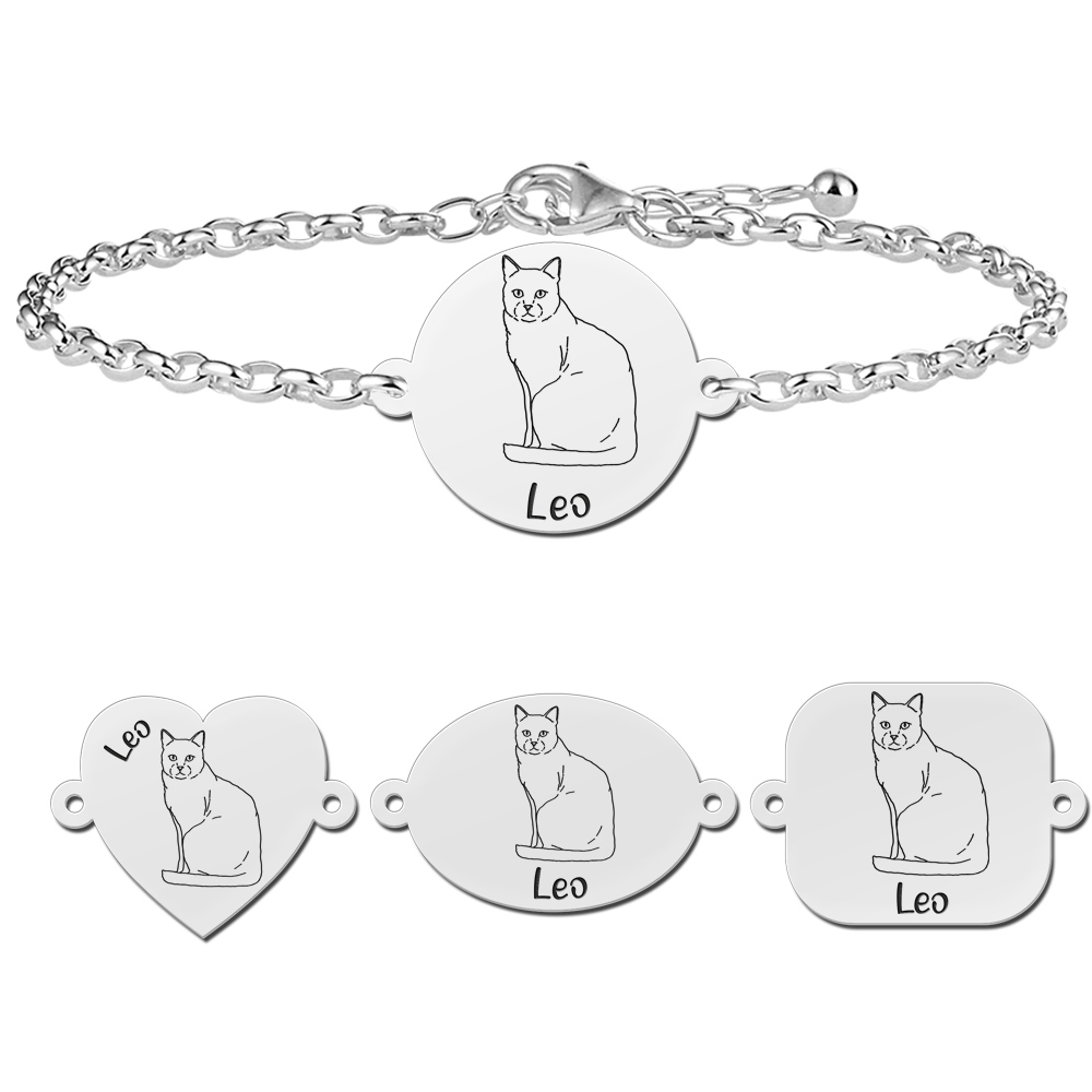 Silbernes Katzen Armband Mischling Katze