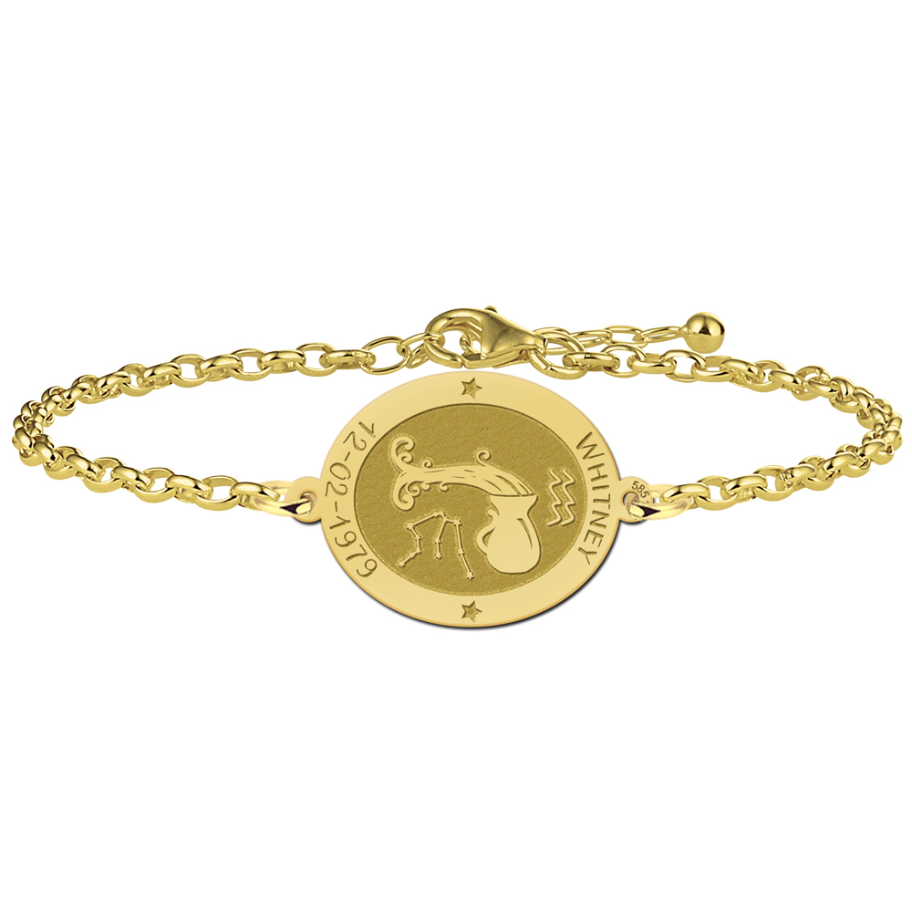 Goldenes Armband Sternzeichen oval Wassermann