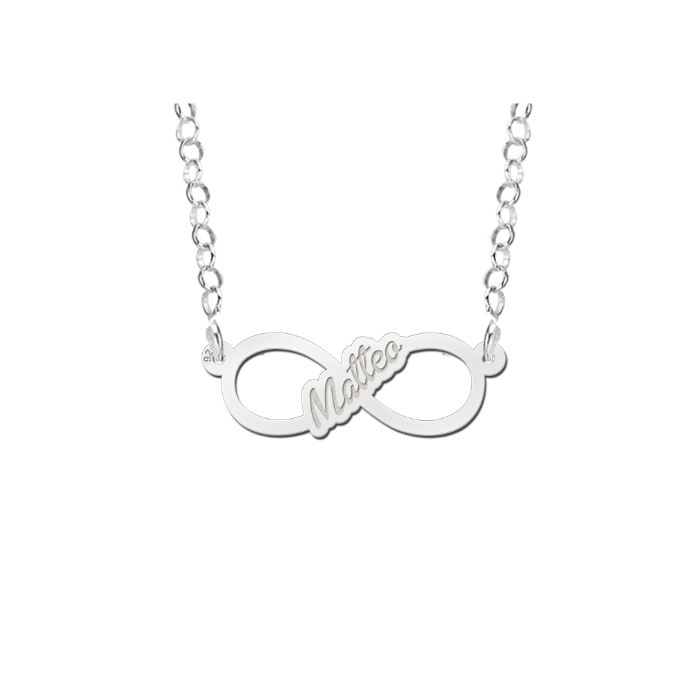 Infinity Silber Halskette mit geschriebenen Namen - Small