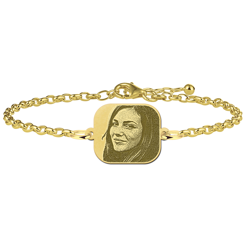 Vergoldetes rechteckiges Armband mit Foto