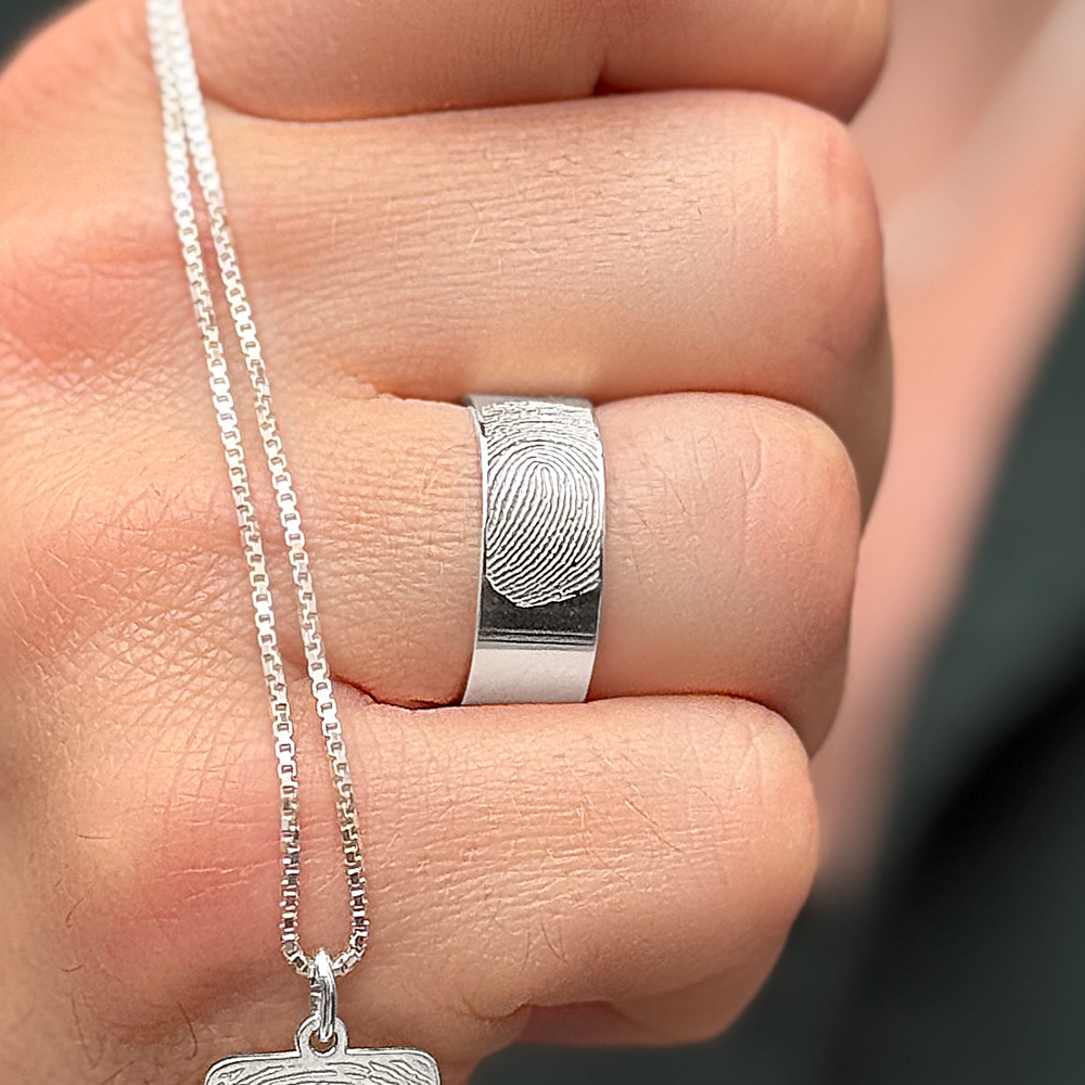 Ring mit Fingerabdruck Silber - 8 mm flach