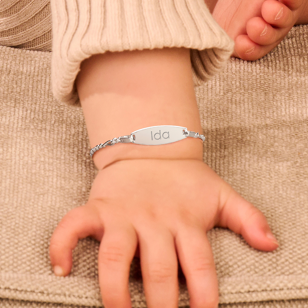 Oval Baby Armband Figaro aus Silber