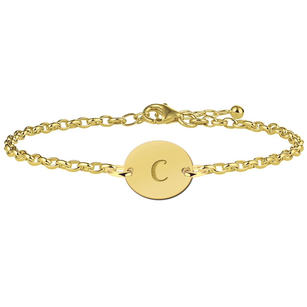 Goldenes Armband mit Buchstaben oval