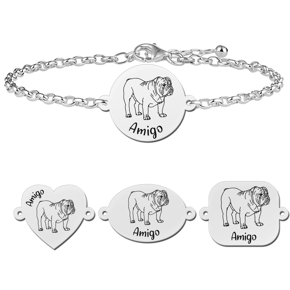 Silbernes Armband Englische Buldogge