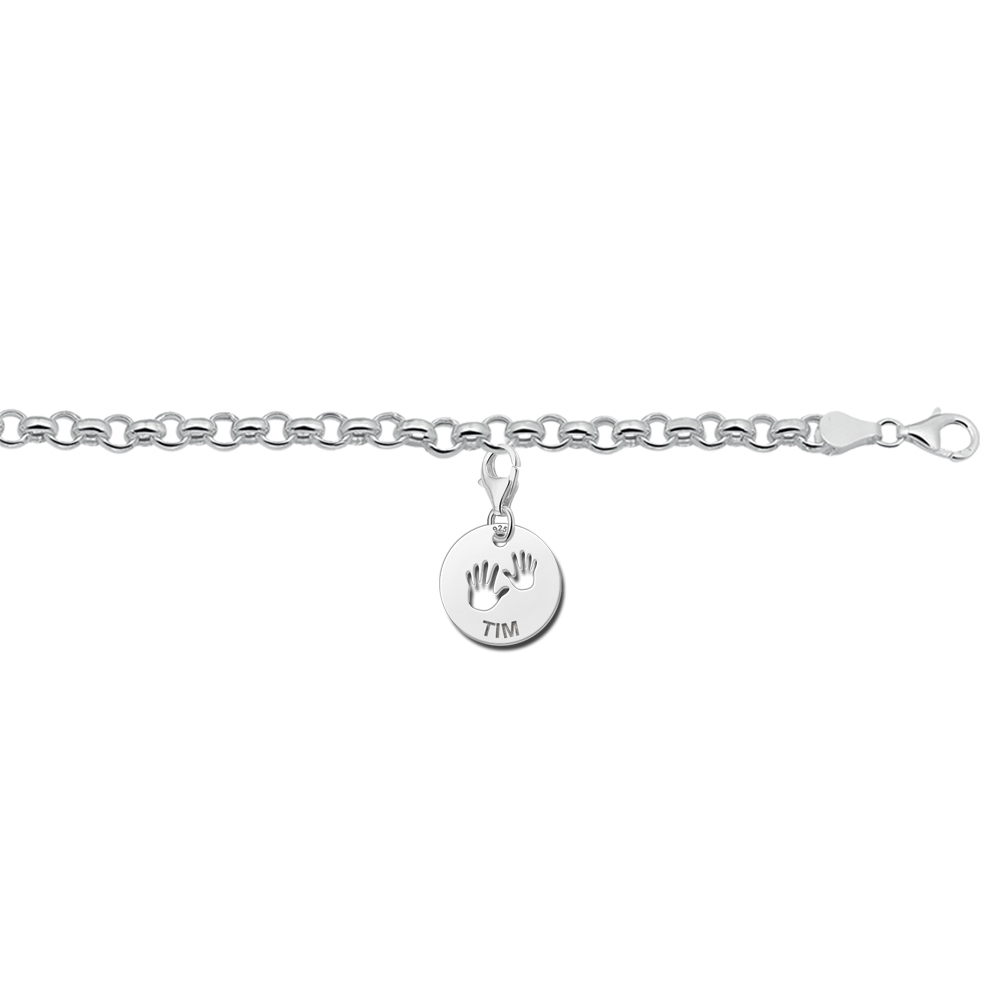 Silber Babyanhänger mit Händchen und Namen