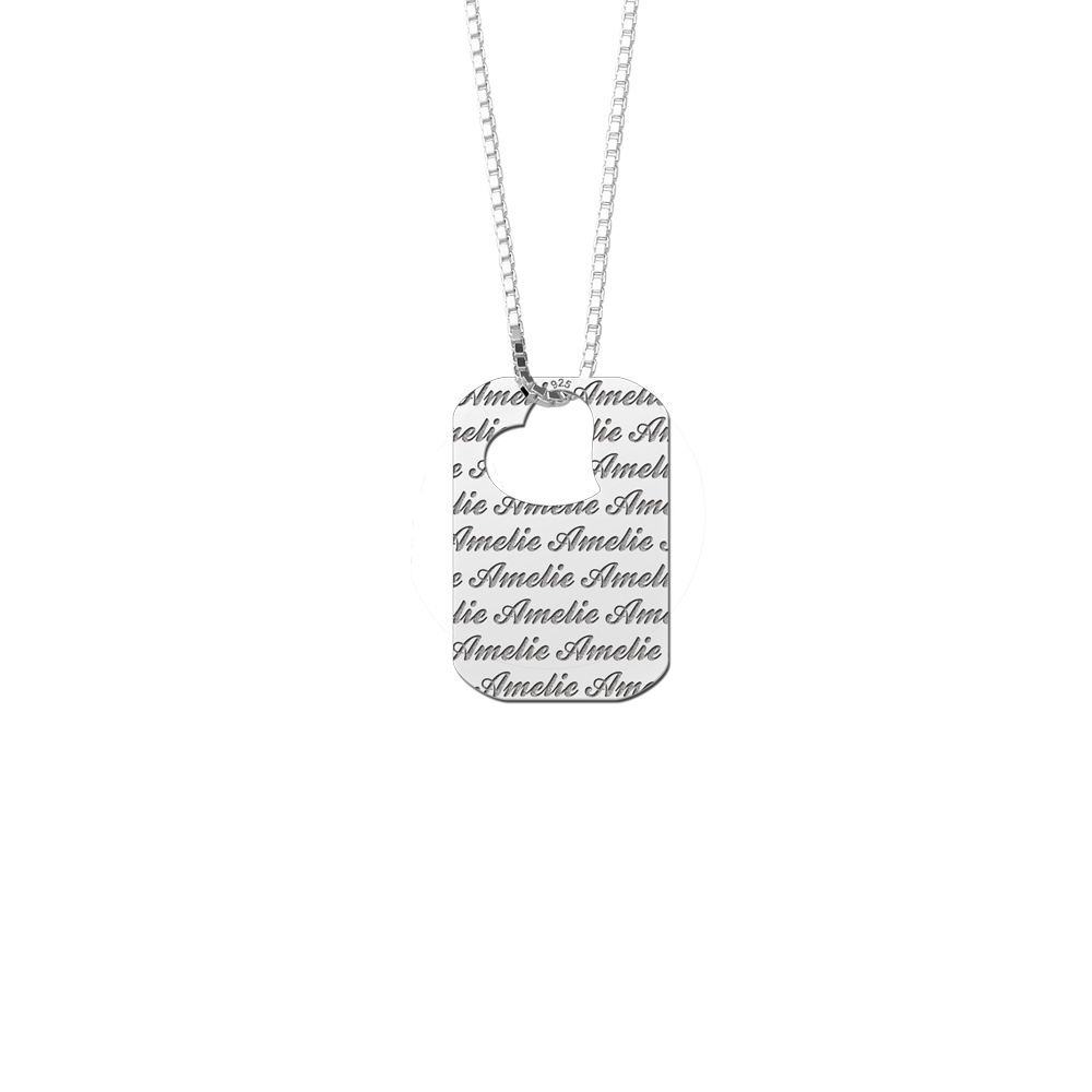 Namensanhänger Silber Dogtag mit Kette 45-50cm