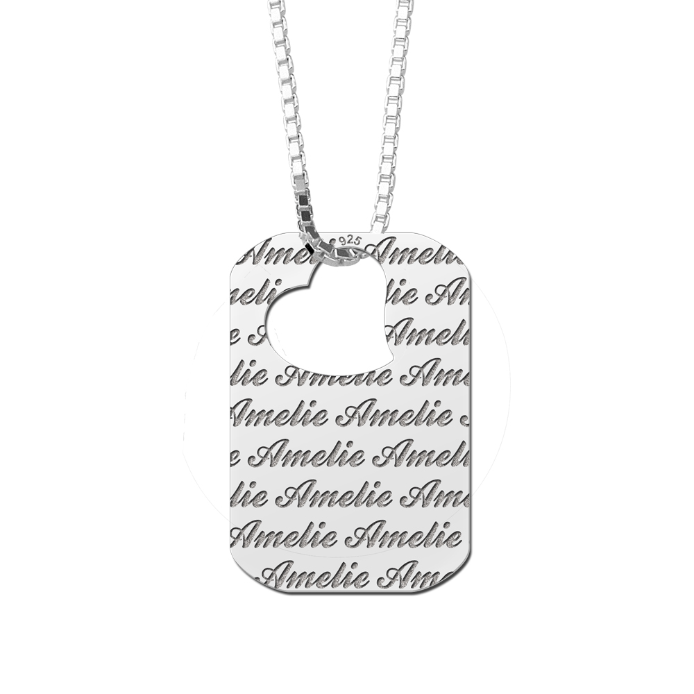 Namensanhänger Silber Dogtag mit Kette 45-50cm