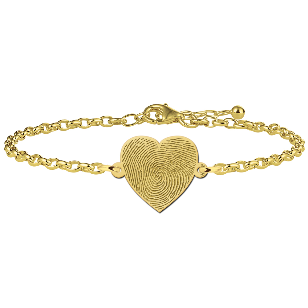 Goldenes Armband mit Fingerabdruck Herzform