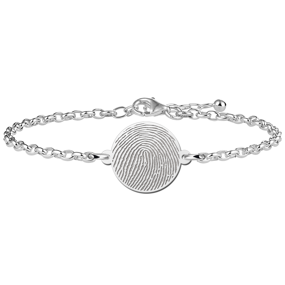 Silberarmband mit rundem Fingerabdruck Anhänger