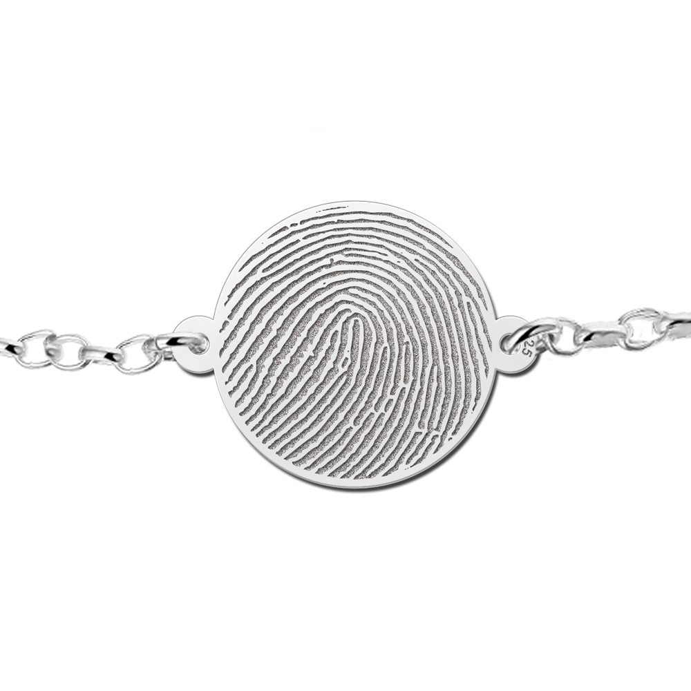 Silberarmband mit rundem Fingerabdruck Anhänger