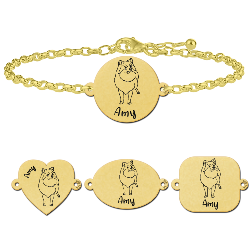 Goldenes Armband Hund Pomeranian Gold