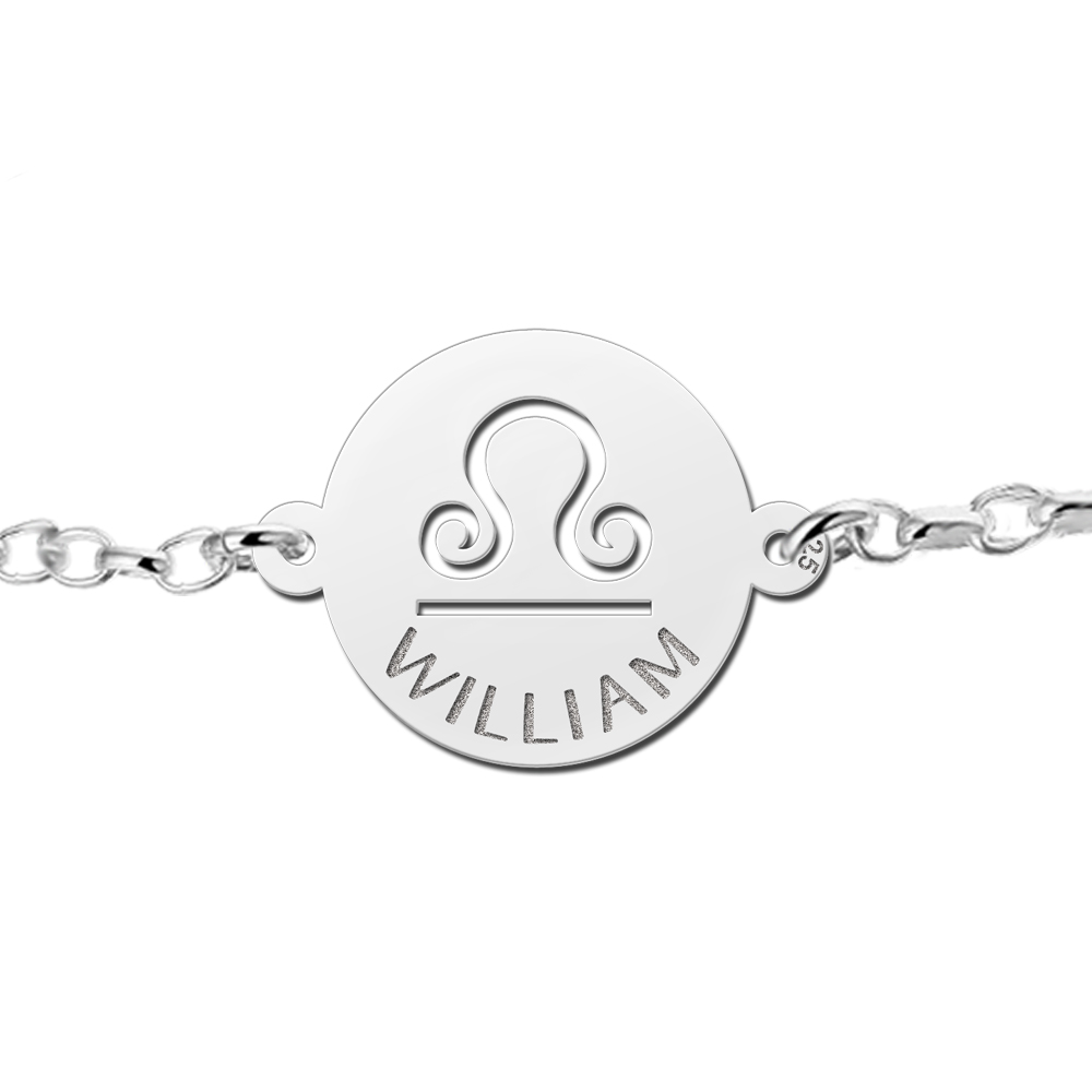 Silbernes Sternzeichen Armband rund Waage