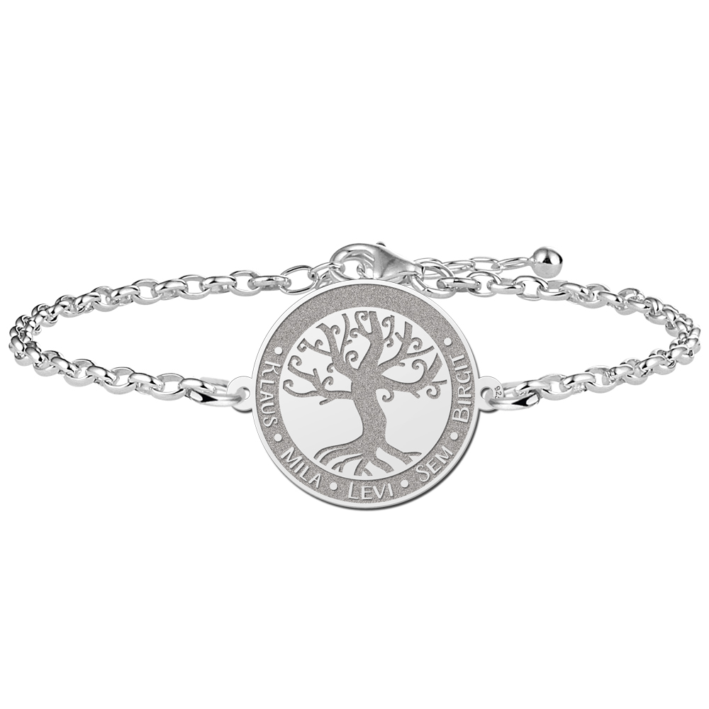 Silbernes Lebensbaum Armband mit Gravur