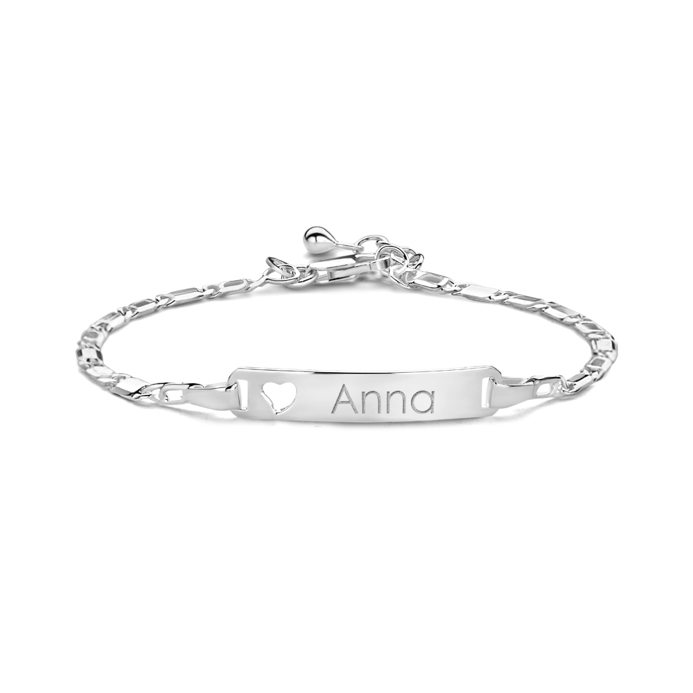 Armband mit Gravurpatte in Silber