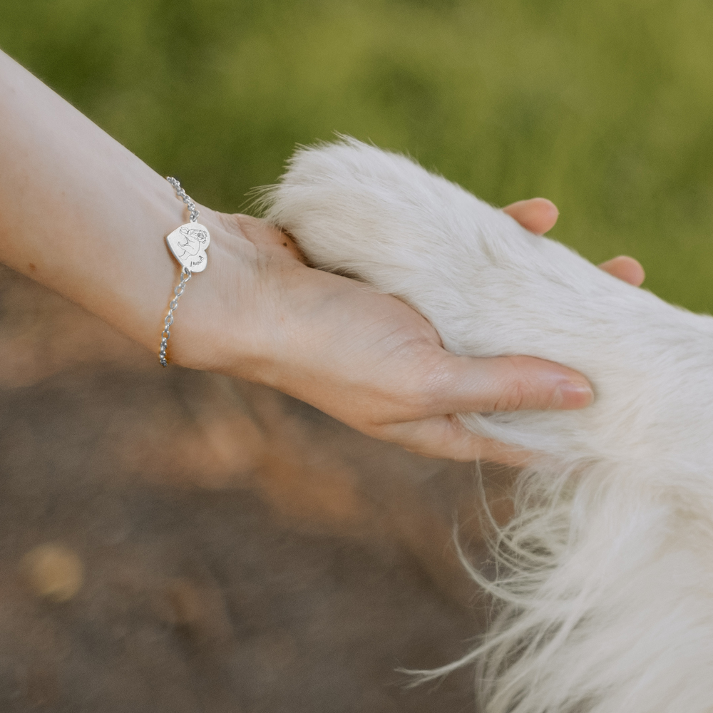 Silbernes Porträt Armband Corgi