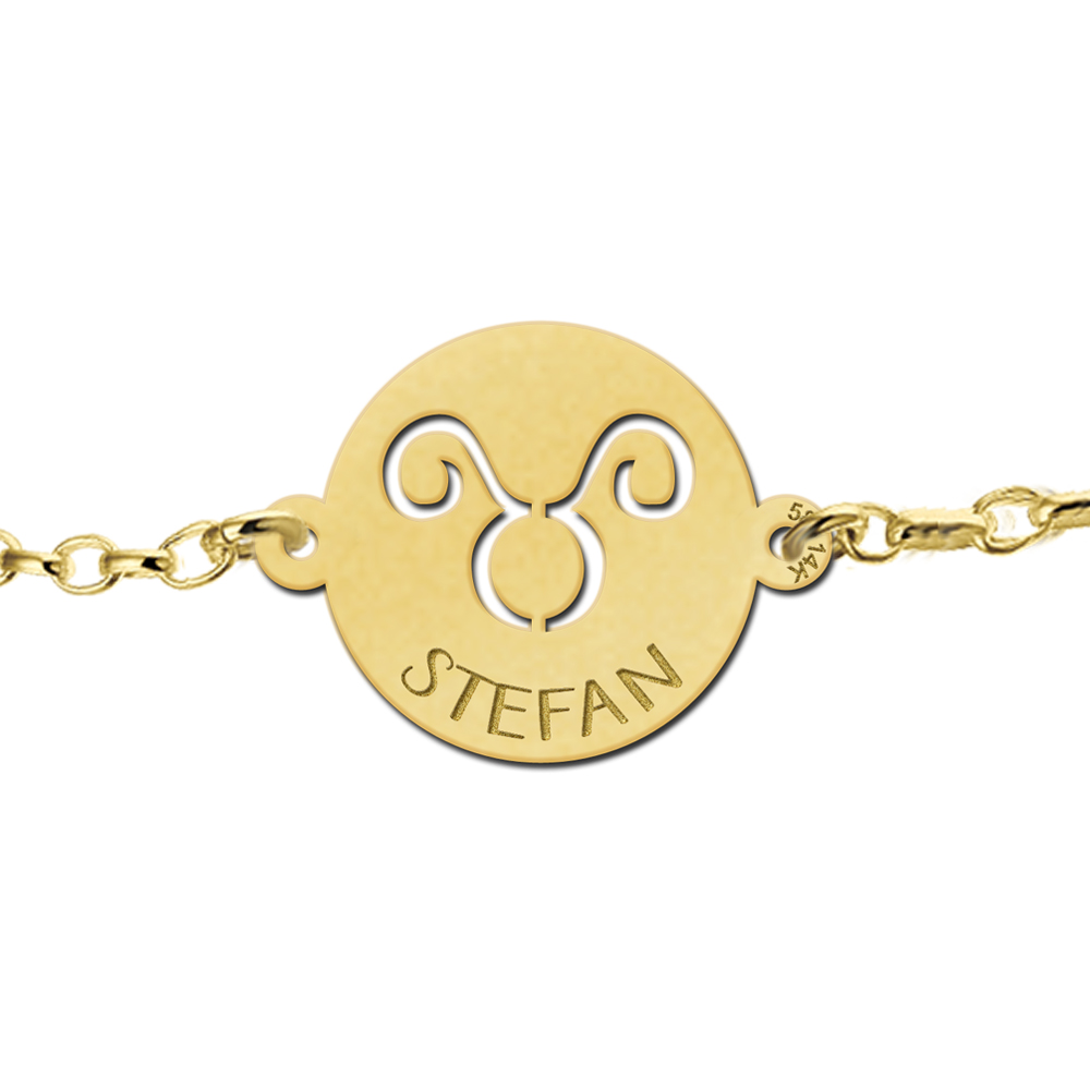 Goldenes Armband Sternzeichen rund Stier